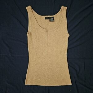 Vintage Ribbed Knit Tank Top Gold‎ Shimmer Metallic Rave Y2k
